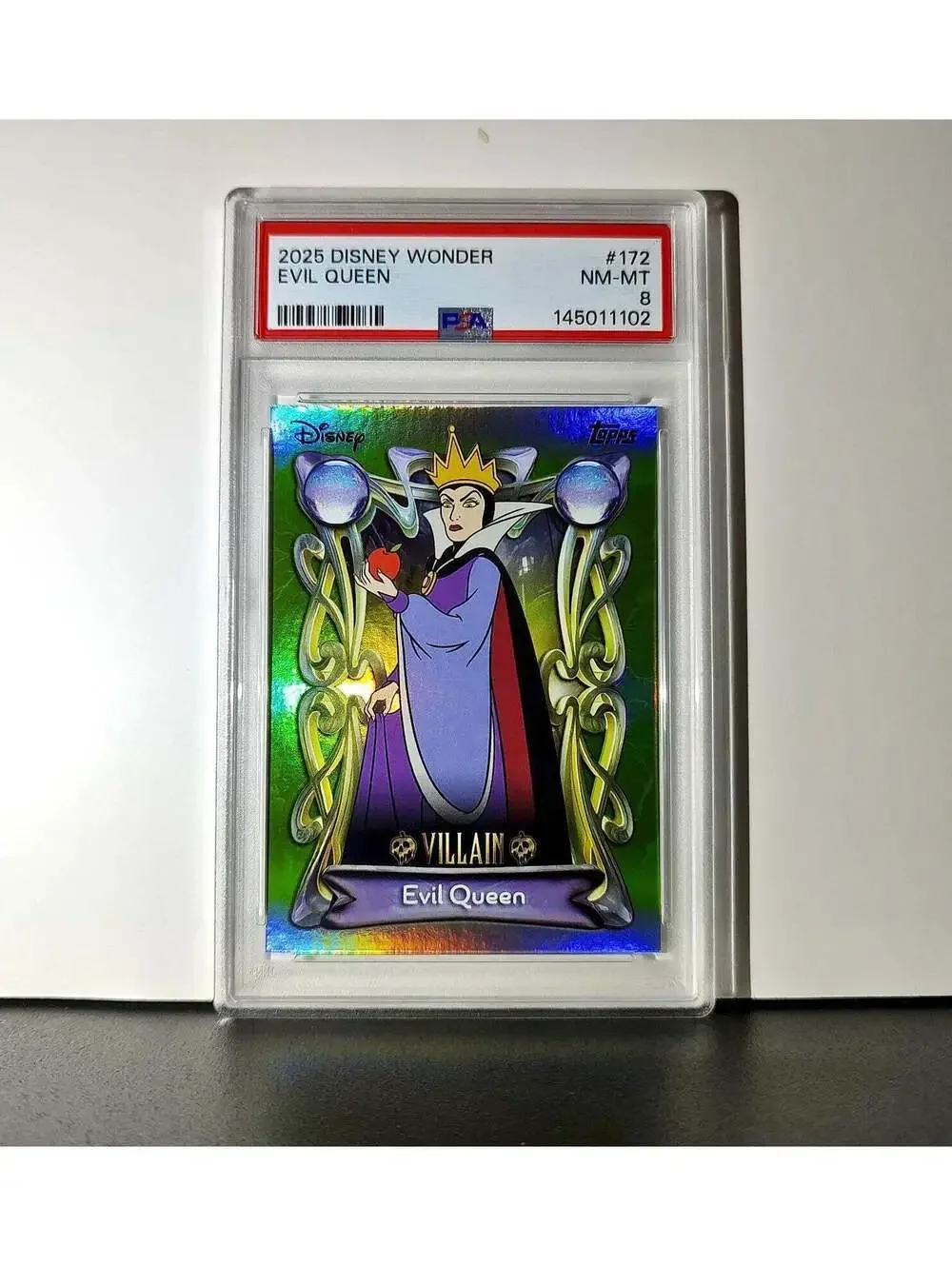 Evil Queen 2025 Topps Disney #172 Card Snow White and the Seven Dwarfs PSA 8